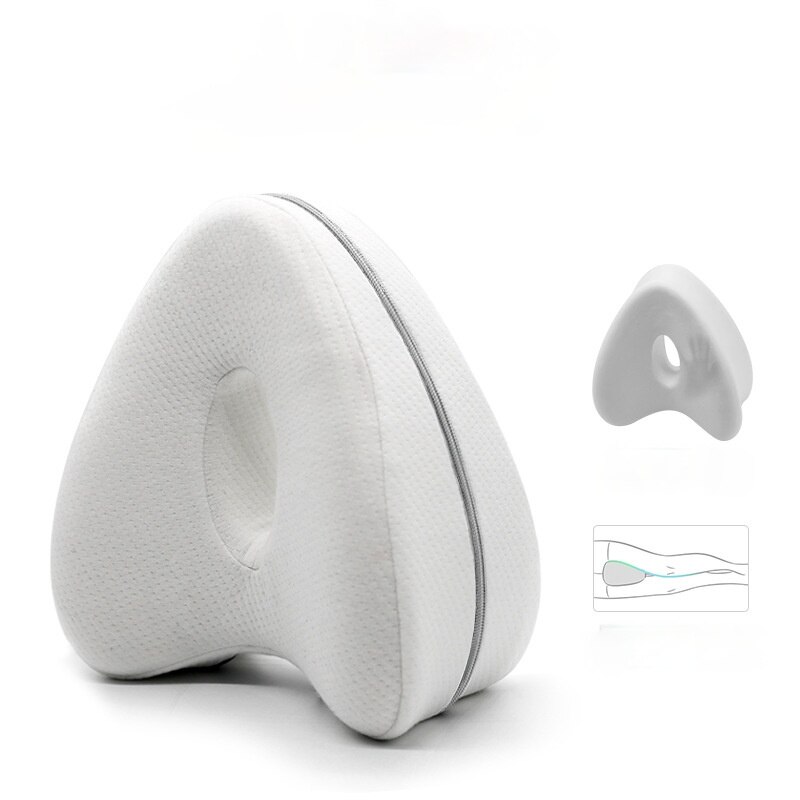 Almohada ortopédica con memoria en forma de corazón, pinza de algodón para pierna, espuma viscoelástica, alivio de cadera, cuña trasera: White