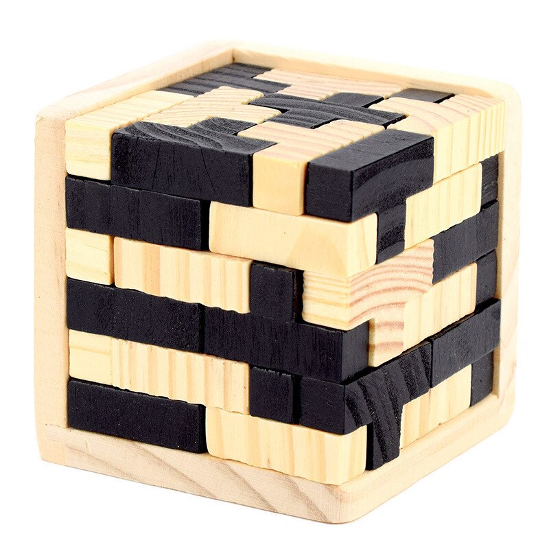 Kinderen 3D Houten Kubus Puzzel 54T Kong Ming Grijpende Iq Educatief Speelgoed Kids Leren Speelgoed Volwassenen 7x7x7cm