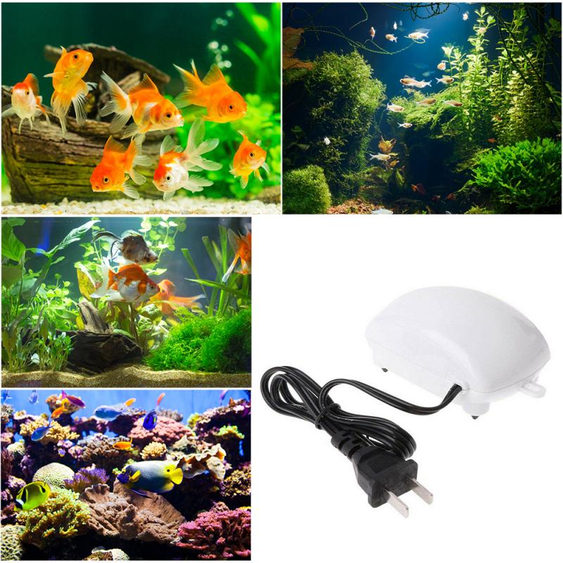 Ultra Stille Zuurstof Luchtpomp Aquarium Luchtpomp Fish Tank Toename Zuurstof Soft Pomp Slang Lucht Steen Plug EU/ ONS Ronde Plug 220V