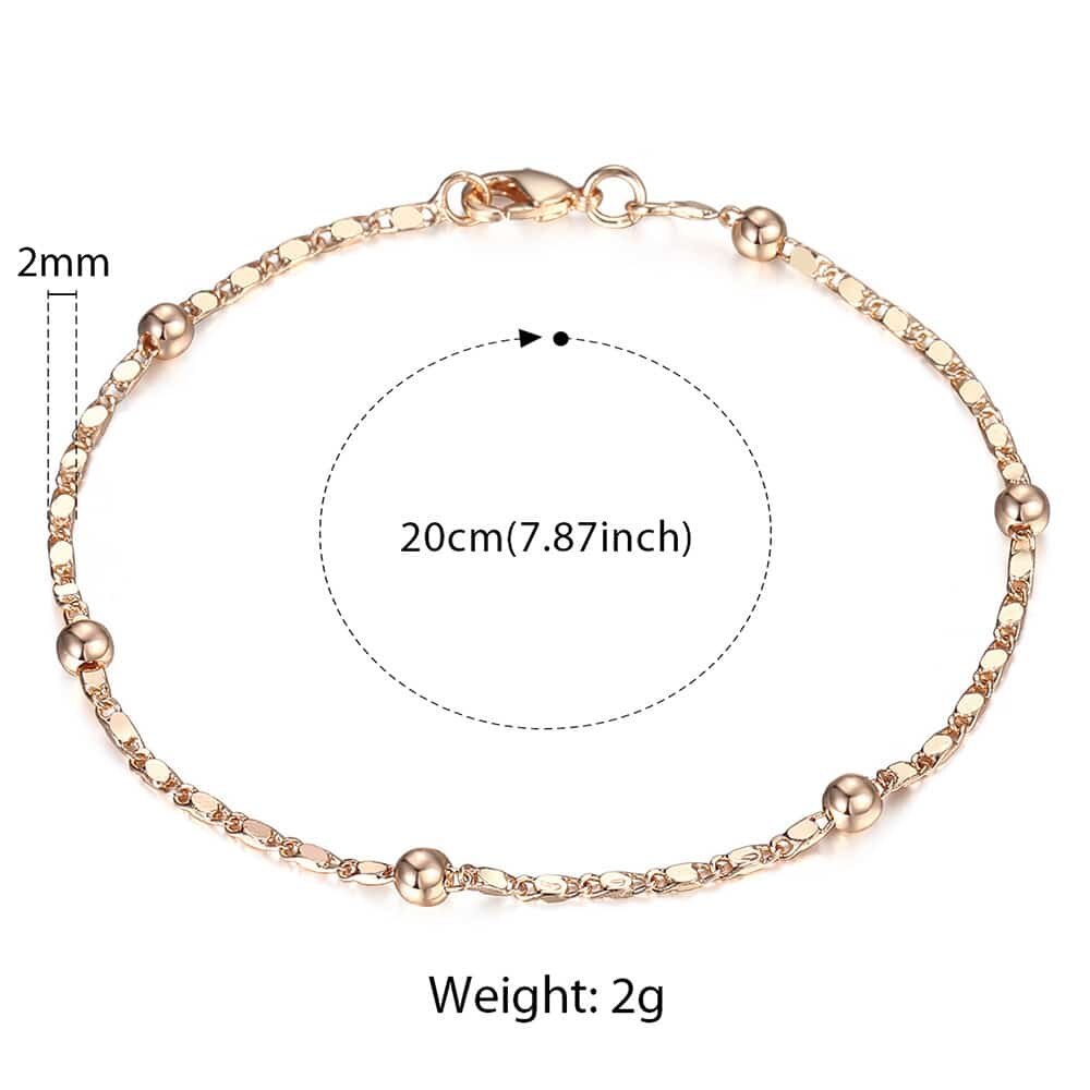 Davieslee-cadena de oro rosa para hombre y mujer, brazalete con cola de zorro, cadena Bismark martillada, 3-8mm, 20cm, DCBB1, 585: CB11
