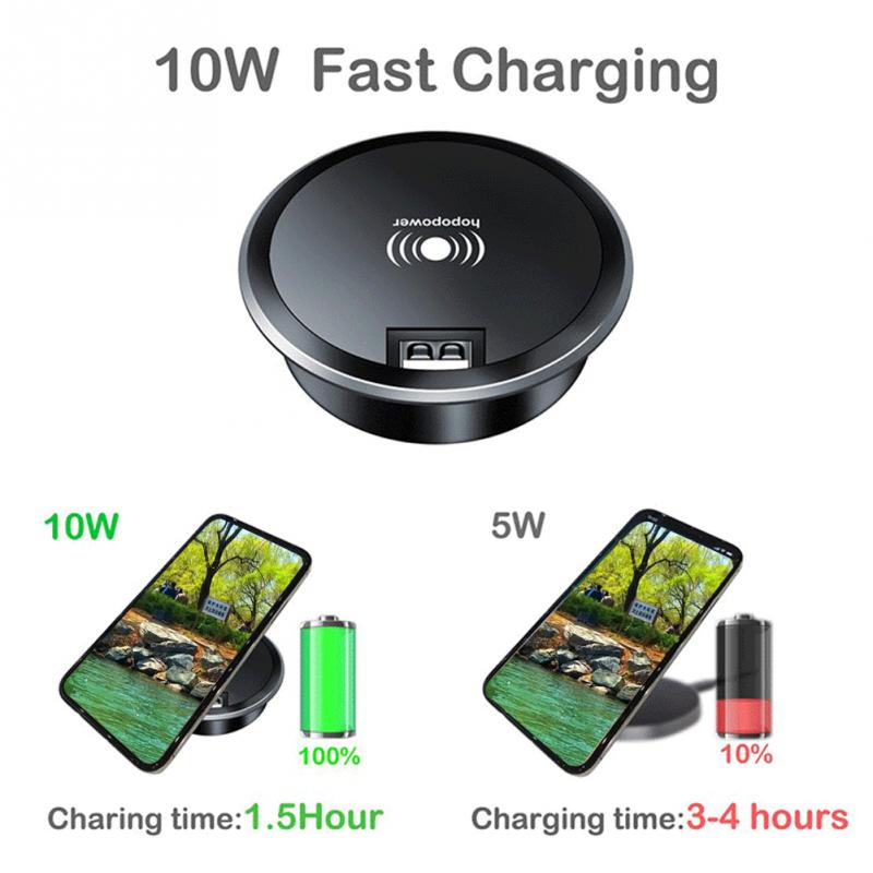 Meubles de bureau rapide téléphones mobiles maison USB Table intégrée ronde gain de place monté chargeur sans fil bureau en plastique