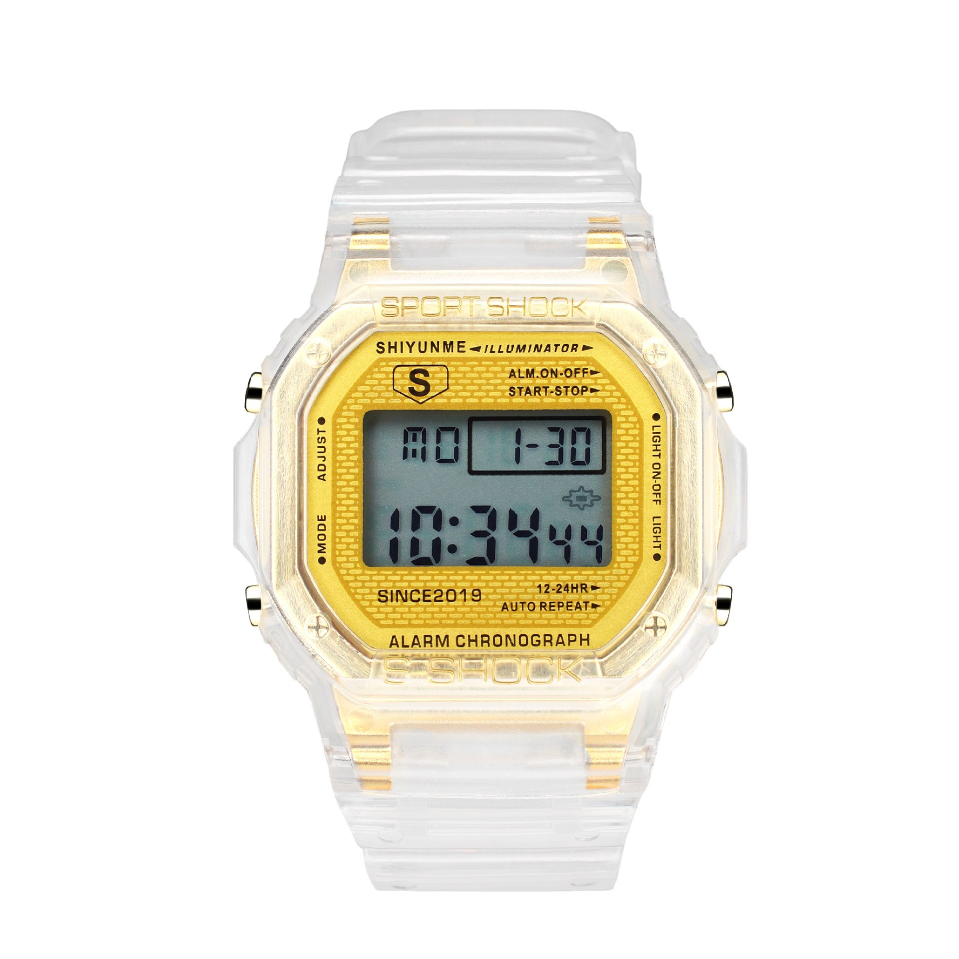 LENNIK-reloj electrónico para estudiantes, sencillo y , coreano, niños y adolescentes, cuadrado pequeño, resistente al agua, C296: Gold