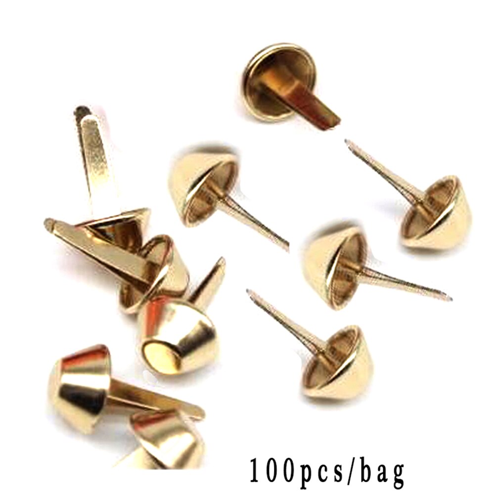 12mm 100 Uds remaches bolsa tachuelas perforadas para bolso Punk Rock Artesanía de metal monedero pies remaches bolsa DIY accesorios al por mayor: Dorado