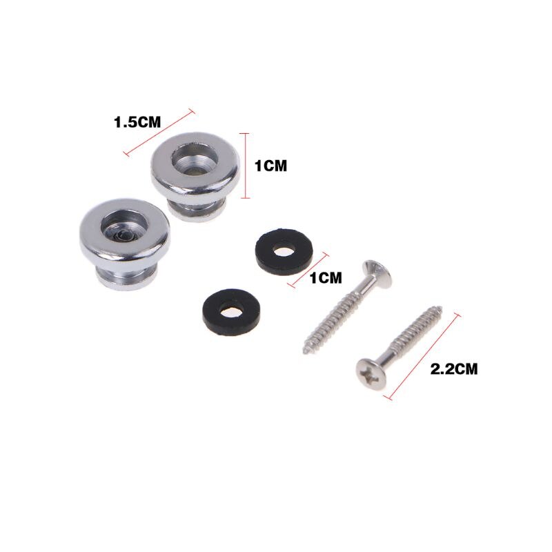 OOTDTY 2 Chrome Strap Button Locks Washer Screws Replacement Part For Mandolin Guitar Belt buckle