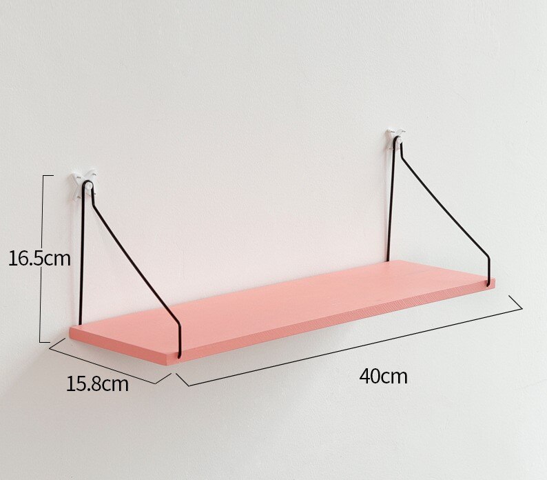 Metal Solid Wood shelf Bracket Support Wall Mounted Storage Rack Home Accessory 30/40/50cm 1pcs: Medium 40cm Pink