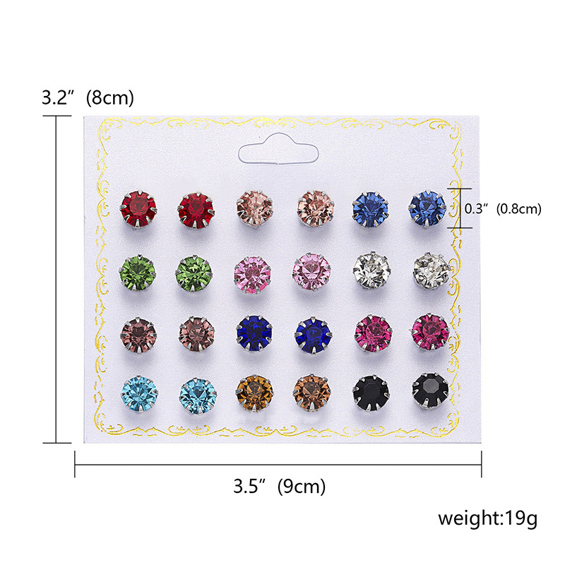 12 Pairs/set Classic Crystal Stud Earring Sets Women's Round Ball Metal Pearl Flower Earrings For Women Girl Mixed Jewelry: 324