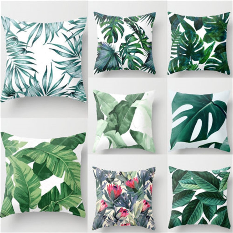 Groene Tropische plant Kussensloop Katoen Linnen goede Cover Decoratieve voor waardoor uw goede slaap