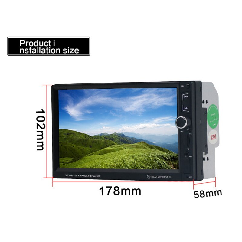 2 Din 7 Inch Contact Screen Multimedia Speler Bluetooth Handsfree Fm Aux Usb Sd-kaart Hd Speler Mp5