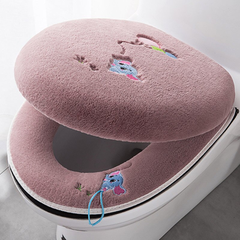 Siège de toilette en tissu doux, chauffant, pour salle de bain, couvercle lavable, coussin de couverture supérieur, fournitures de siège de toilette épaissi