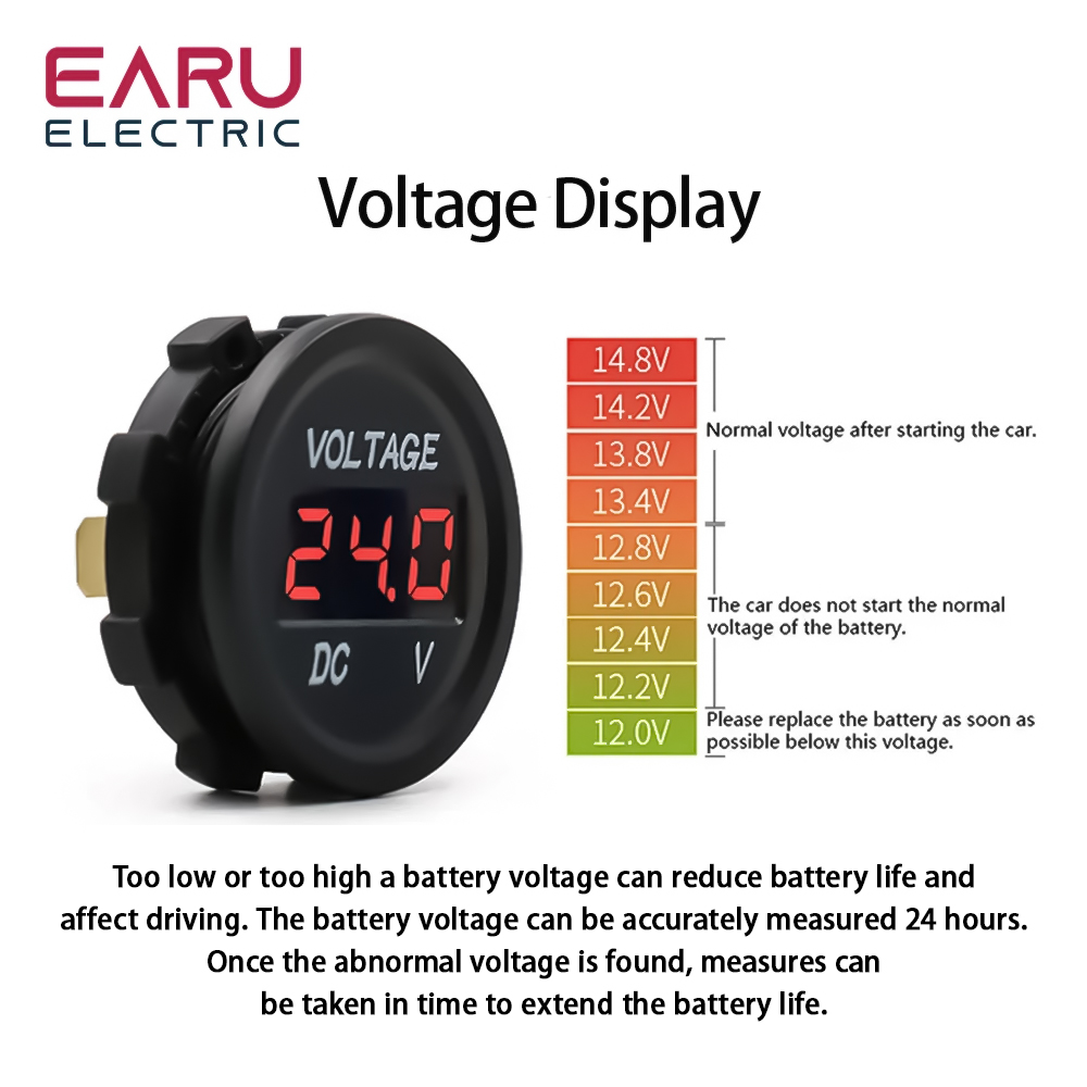 DC 5V-48V LED Mini Runde Wasserdichte Motorboot Motorrad Tafel Digital Voltmeter Tester Monitor Anzeige Voltmeter