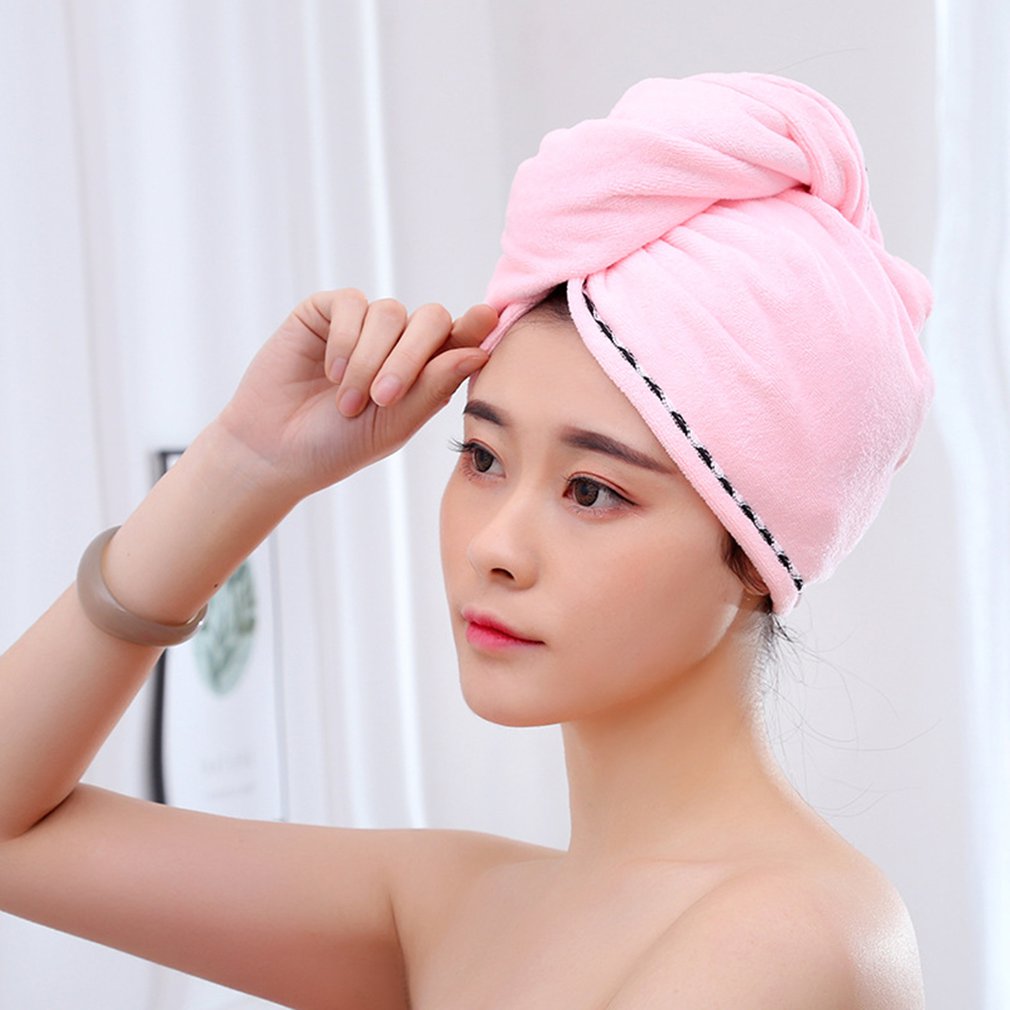 Cuffia per asciugare i capelli cuffia per doccia a triangolo assorbente ad acqua ad asciugatura rapida in microfibra cuffia per asciugare i capelli con cappello lungo in pizzo