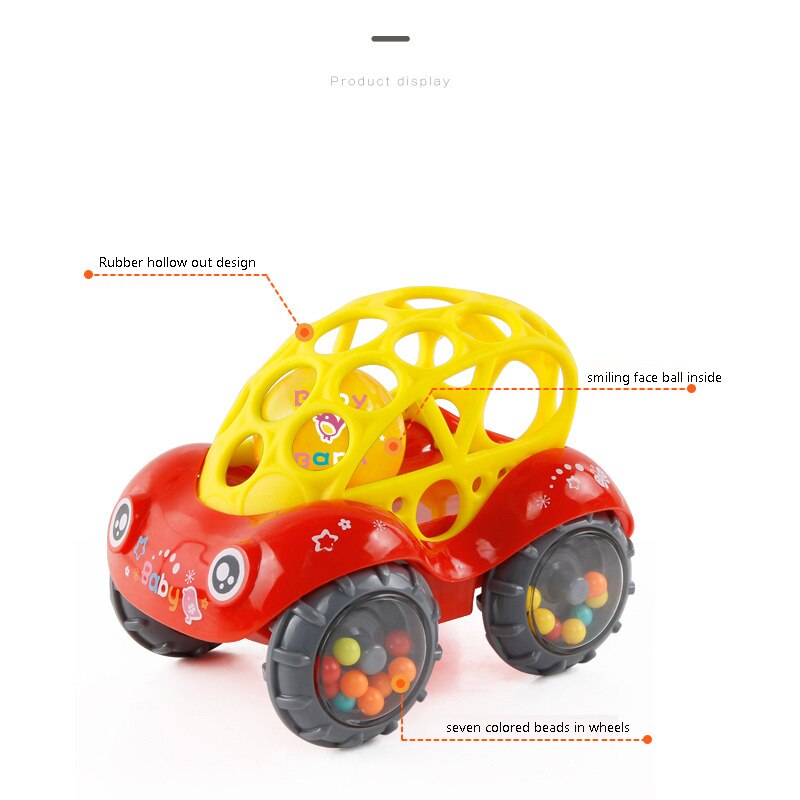 Baby Auto Bel Ringen Grip Soft Speelgoed baby Guttapercha Hand Catching Bal 0-3 maanden Kleur ballen Binnen Wielen maken geluid