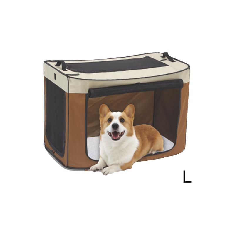 Car Wire Folding Pet Box Large Medium And Small Outdoor Portable Foldable Room Cat Dog Pet Cage Pet Nest: Coffee / L