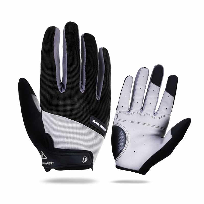 Luvas para ciclismo unissex, luvas respiráveis para motociclismo com touch screen, primavera/outono, vermelha, preta e vermelha azul: Black / L