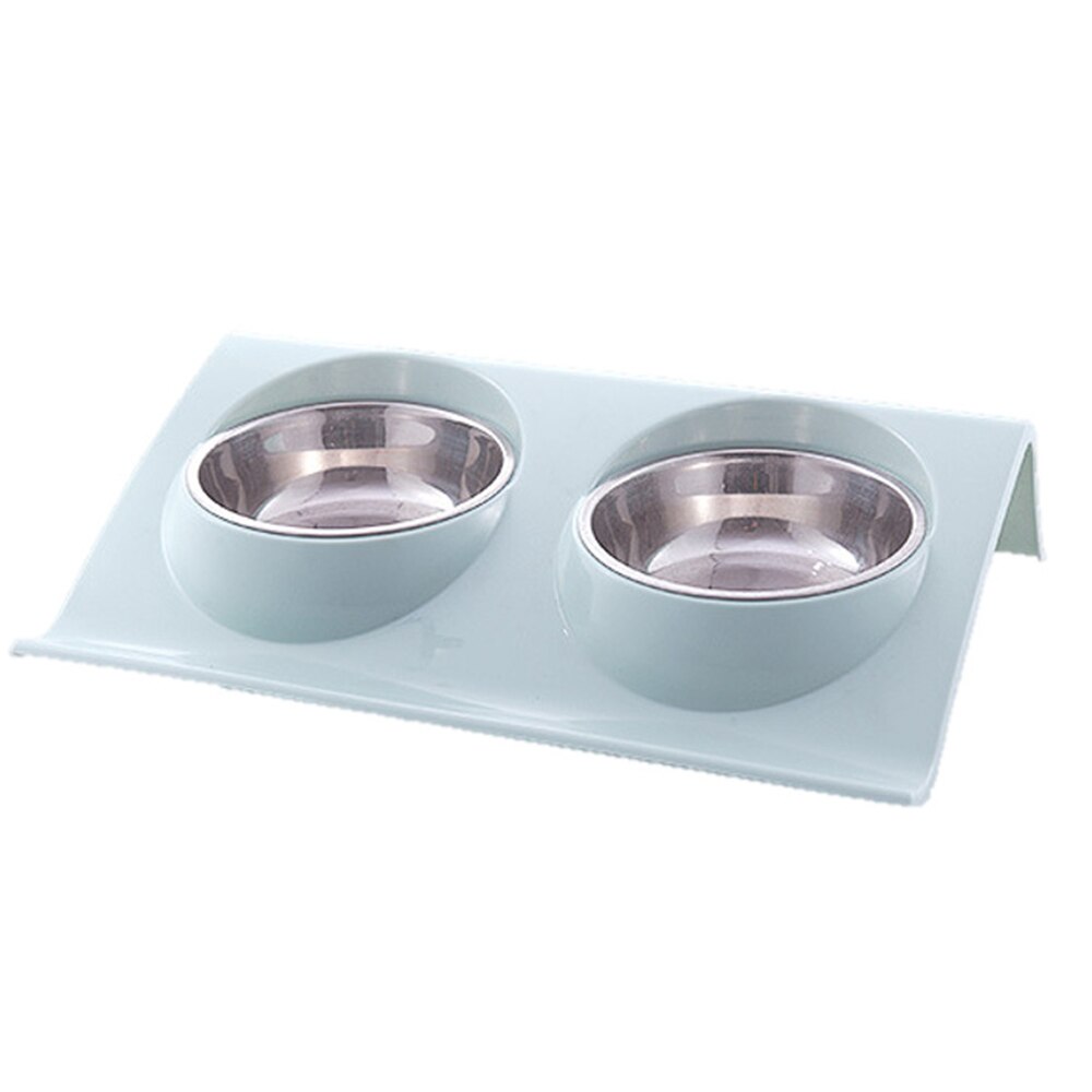 Double Dog Bowl Pet Feeding Station Stainless Steel Water Food Bowls Feeder Solution for Dogs Supplies Pet Bowl Food Container: blue / S