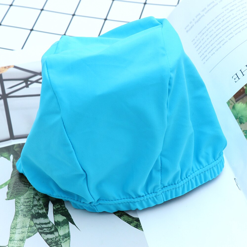 Soft Adult Swim Cap Polyester Cloth Fabric Bathing Cap Men And Women Swimming Hat Caps For Water Sports Light Blue: Sky blue 1