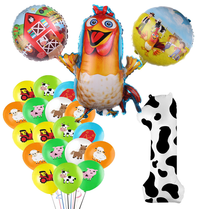 Farm Birthday Party Decorations Chicken Balloon Cow Disposable Tableware Set Baby Shower Dream Rangeland La Granja Zenon Party: Laser
