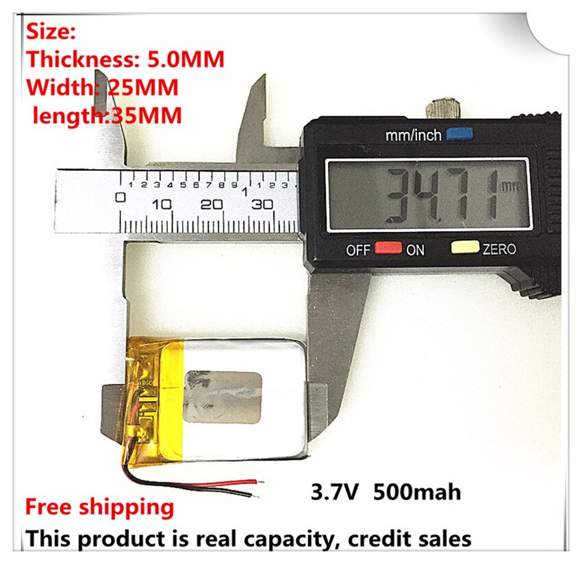 10 stücke [L051] 3,7 V, 500 mAH, [502535]; polymer lithium-ion/Li-Ion batterie für GPS, mp3, mp4, mp5, dvd, bluetooth, modell flugzeug