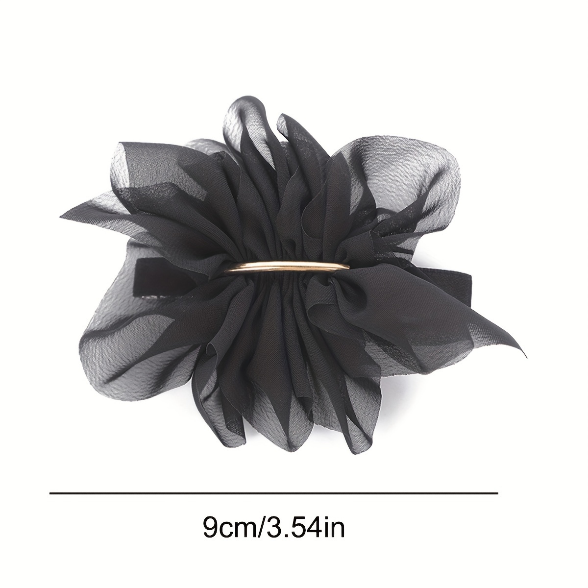 1pc enkle hårspenner i chiffong med blomster til kvinner, oval fjærspenne i legering, ensfarget hårtilbehør.