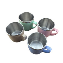Mini Kids Mug 304 Stainless Steel Coffee Mug Tea Cup For Children Drinkware Wheat Straw Water Cup Tea Mug 8x7.3cm 220ML