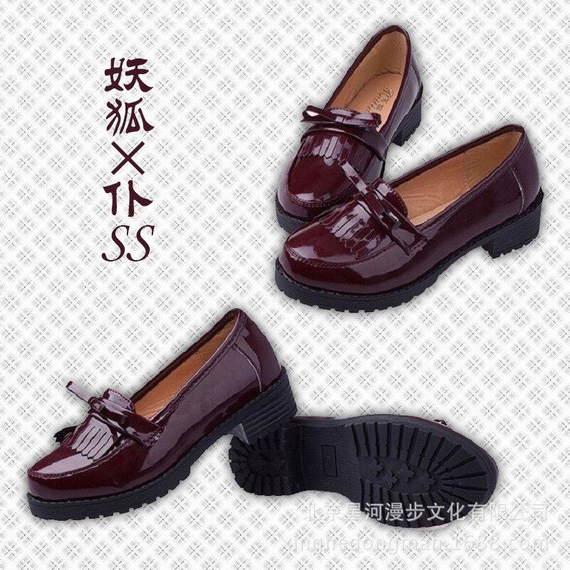 Hell girl cos schoenen japanse studentenschoenen kunstmatige pu meisjes leren schoenen loli ronde neus lage schoenen vrouwen