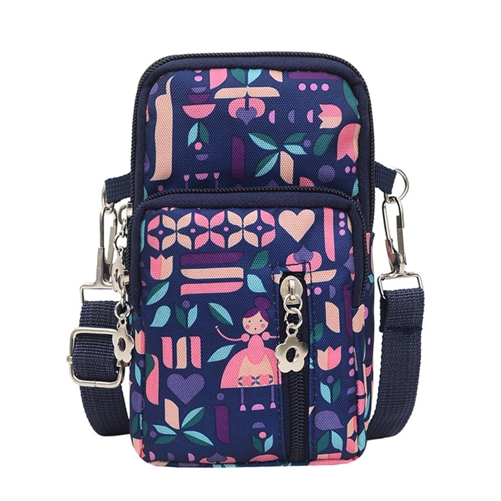 Aelicy Messenger Bag Women Cute Cartoon Print Zipper Shoulder Bag For Mobile Phone Pack Casual Small Thing Packing: F