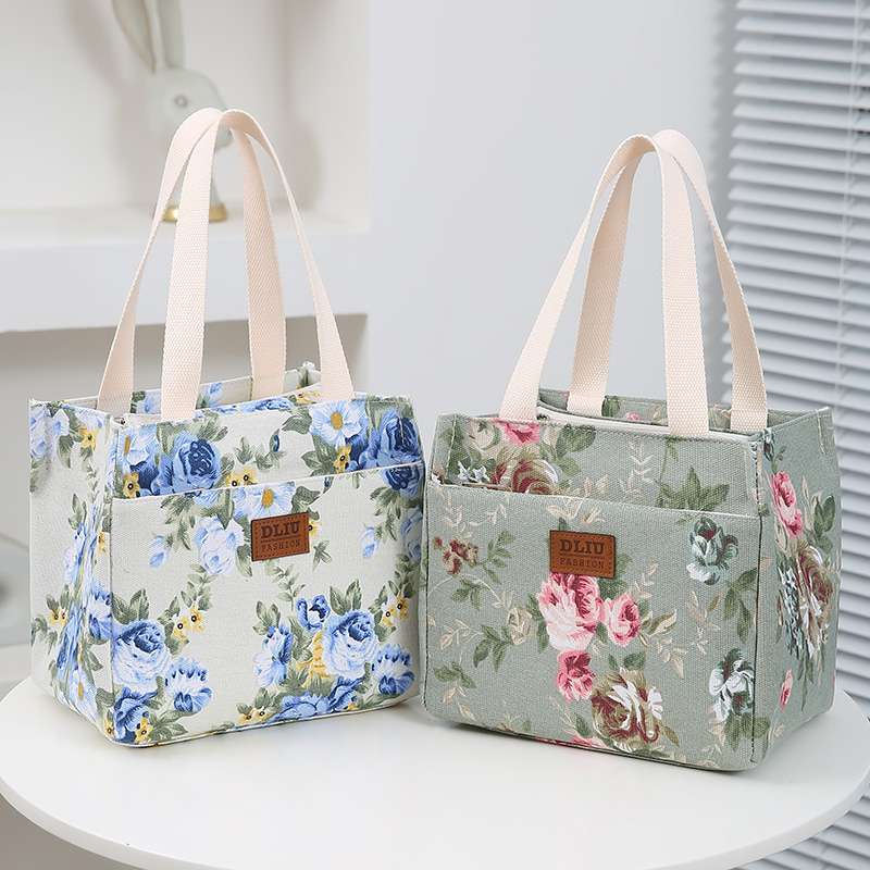 Insulation Bag Cooler Portable Ice Bag Print Multipurpose Lunch Bag Bento Bag Household Lunch Box Handbag