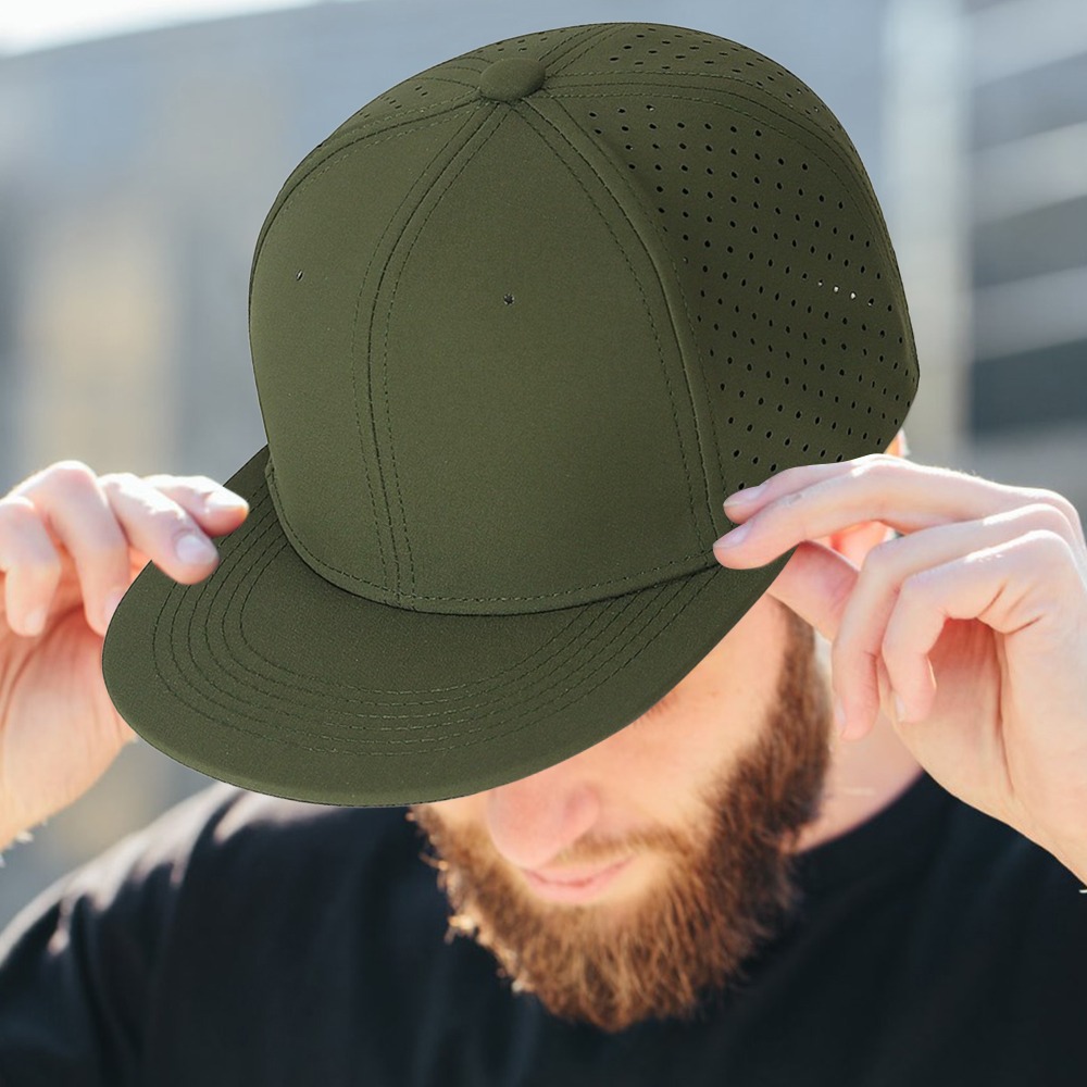 Full Closed Heren Baseball Cap Causal 6 Panelen Trucker Hoed Ademende Effen Hiphop Hoed Platte Rand Stretchy Caps