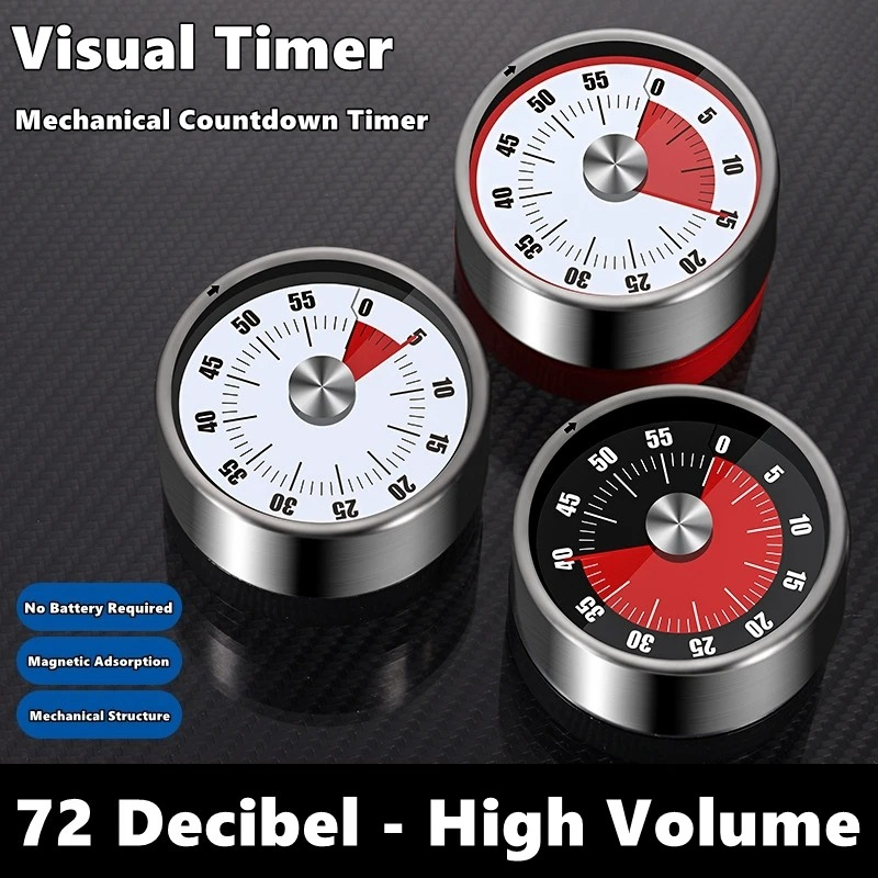 Magnetischer Küchentimer, Visueller Countdown-Timer mit Magnetrückseite, Mechanischer Timer zum Kochen, Backen, Lernen, Verwendung