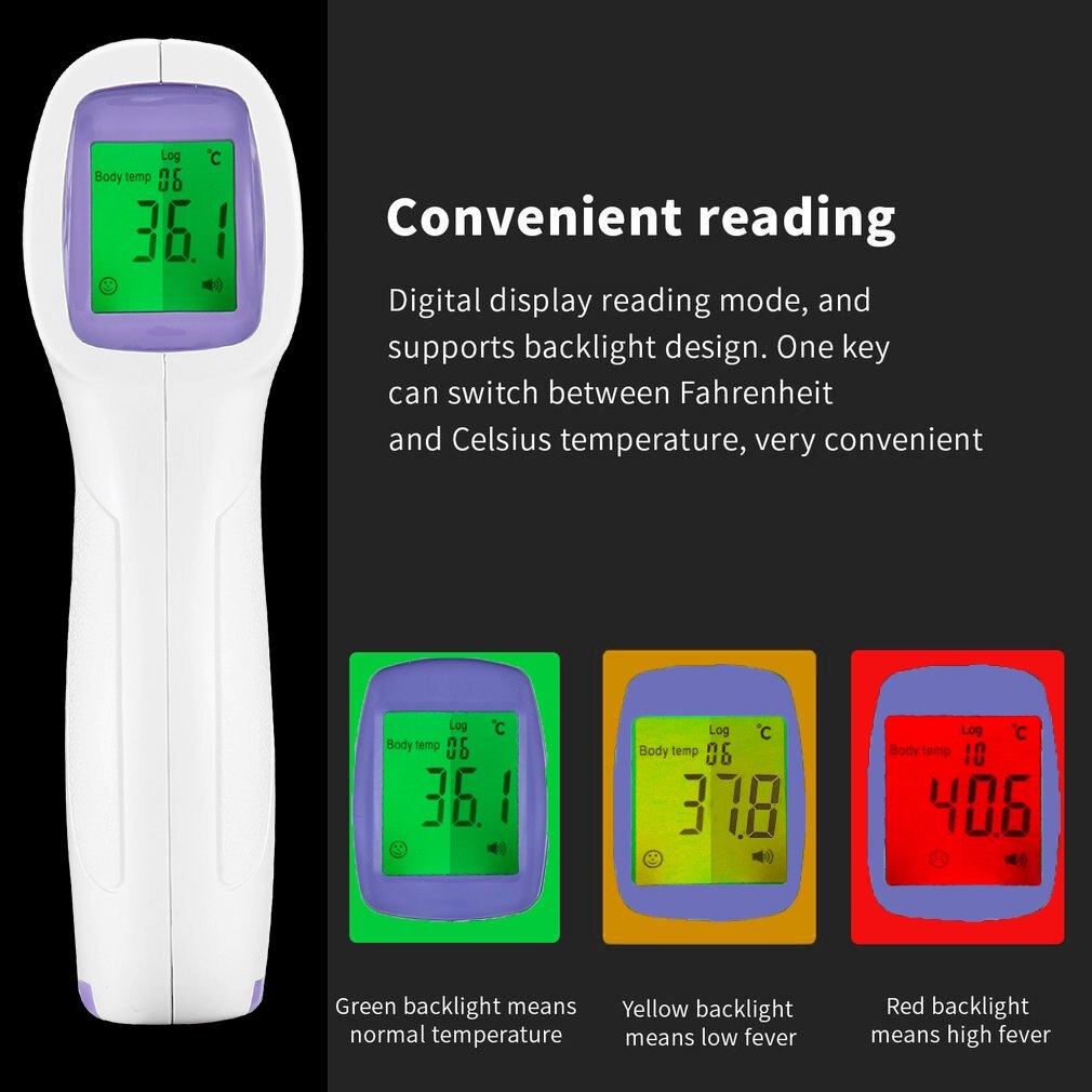 Three Color Backlight Non-contact Thermometer Handheld Infrared Thermometer Forehead Digital LCD Body Temperature Measurement