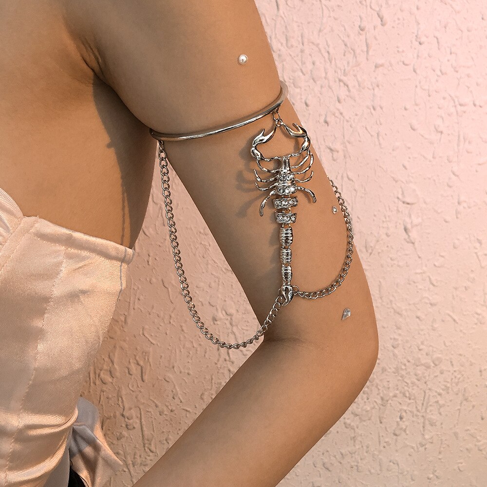 Gotischer skorpion-armring, Gold/silber, damen, übertriebene diamanten, retro, geometrisches Entwurf, handschmuck für frauen, Party