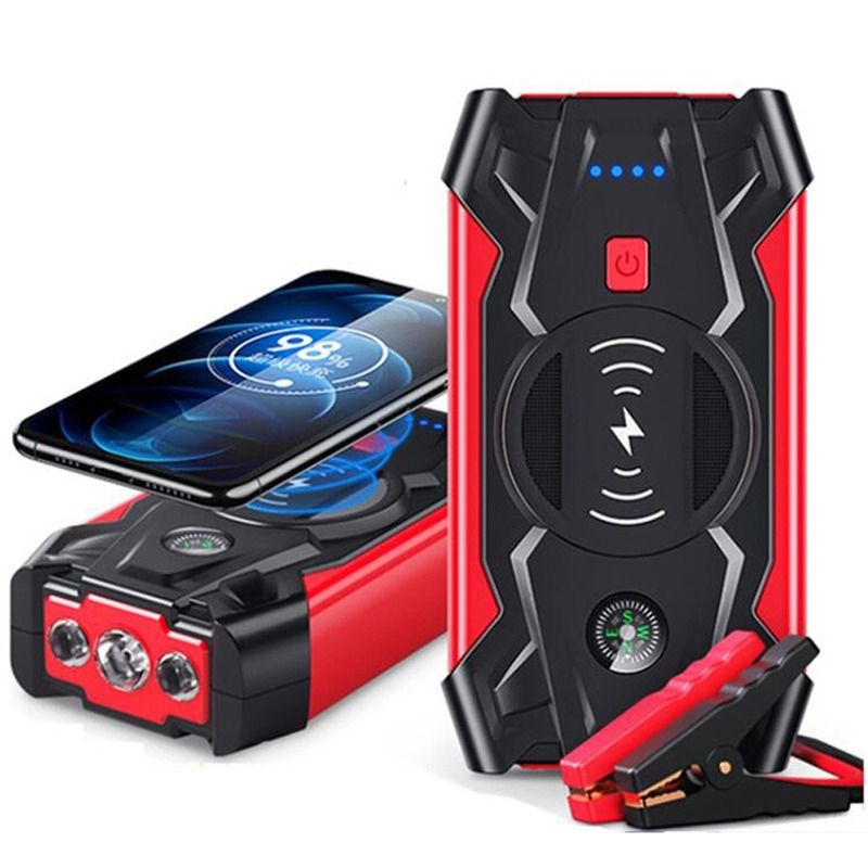 EAFC-arrancador de batería de coche SUV 600A, Banco de energía de carga inalámbrica de 39800mAh, cargador de arranque de batería de coche de emergencia con luz LED