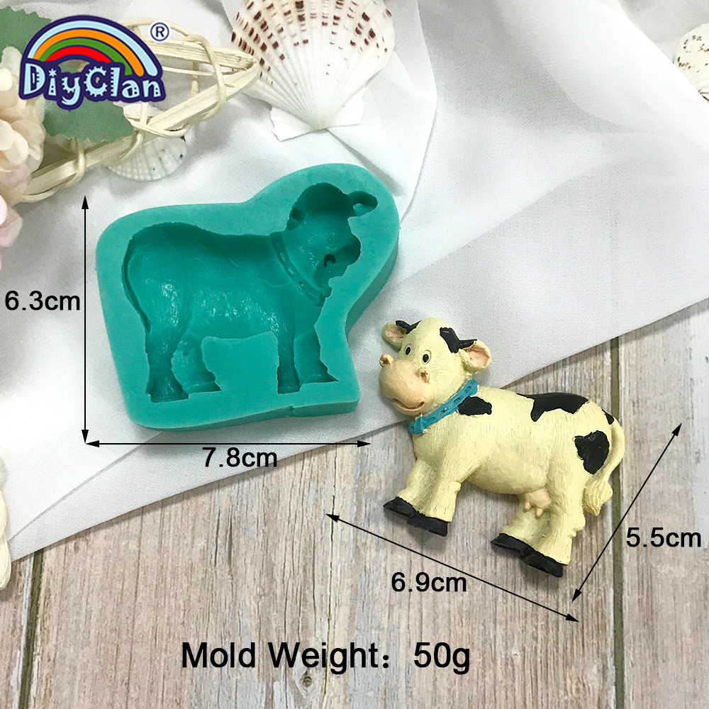 Molde de silicona con forma de pato, perro, oveja, leche, vaca, Fondant, galleta de Chocolate, postre, herramienta de decoración de pasteles, molde para hornear de cocina DIY: Verde