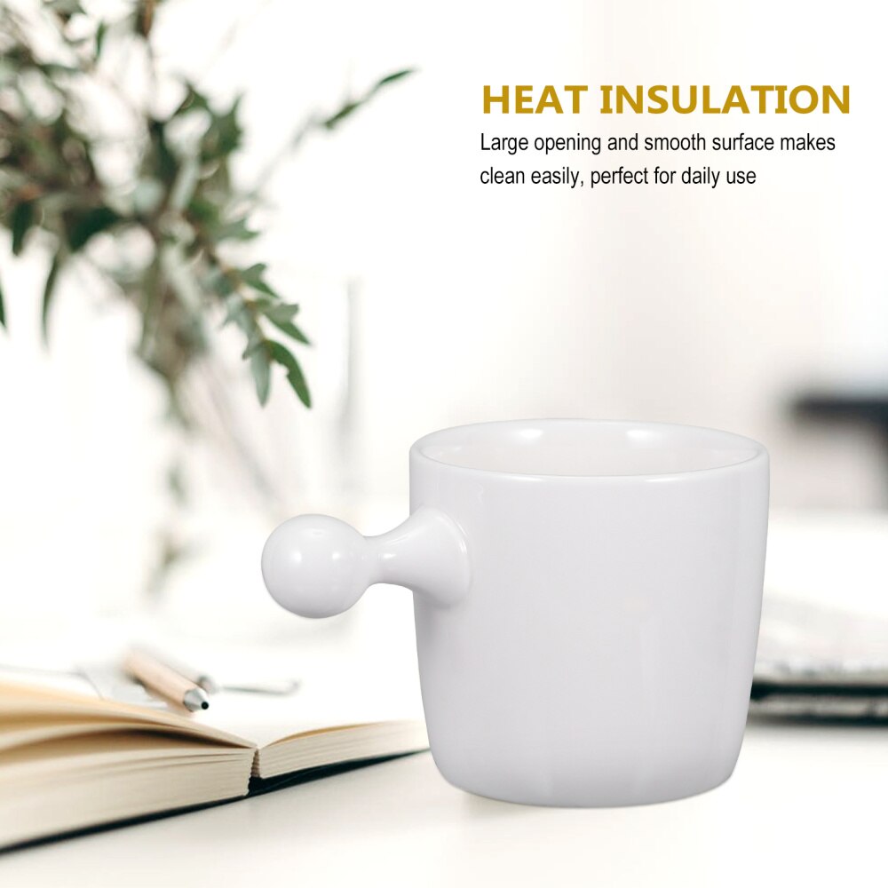 1pc Ceramic Cup Coffee Mug Teacup with Handle for Home Restaurant (White)