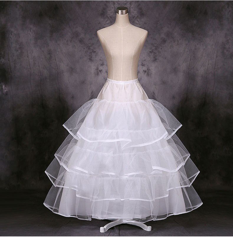Women White Wedding Petticoat 4 Ruffles Layer Bridal Crinolines Tulle Netting Underskirt Half Slips for Ball Gown Dress