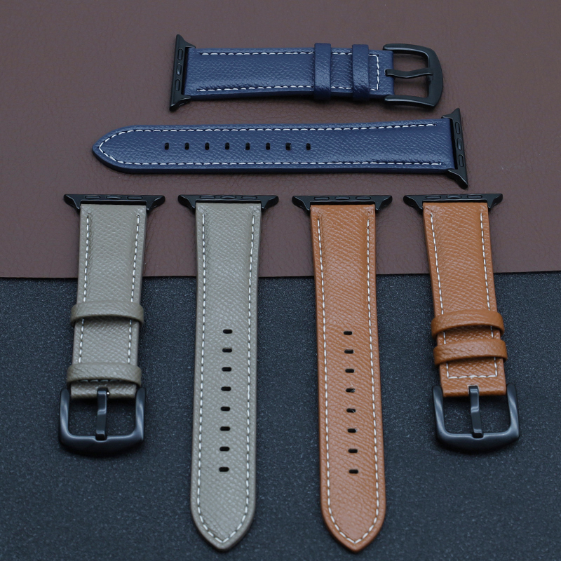 Læderrem til apple watch-rem serie 9 8 7 6 5 4 3 ultra se komfortabel armbånd iwatch 49mm 45mm 44mm 42mm 41mm 40mm 38mm