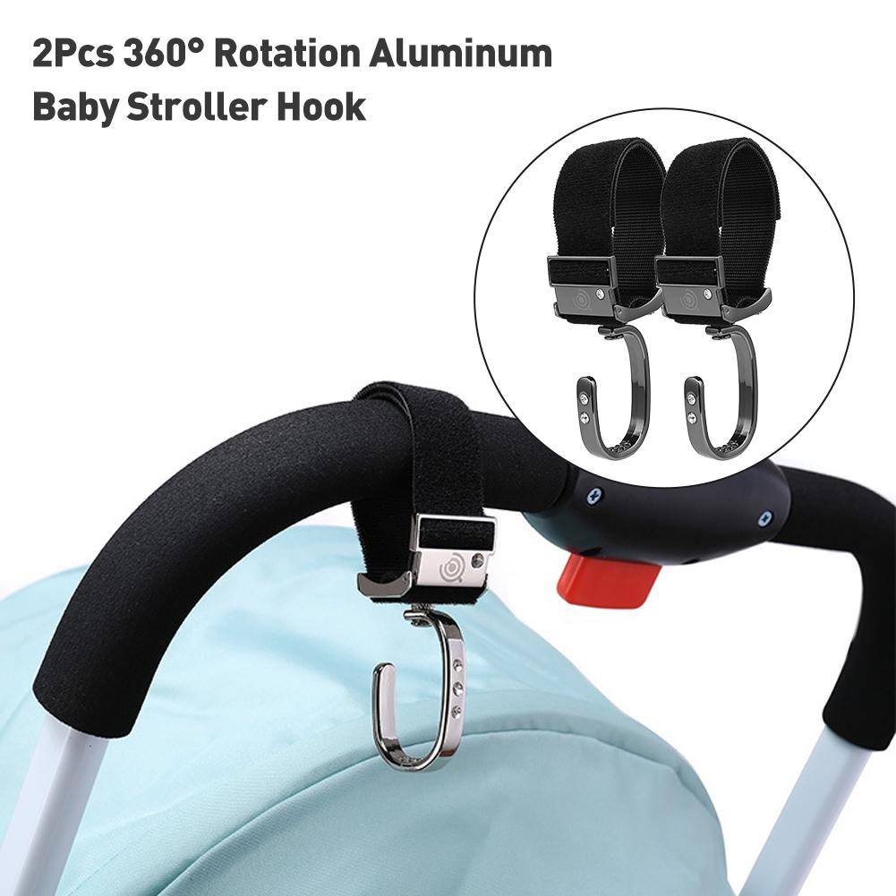 2pcs/ Baby Hanger Baby Bag Stroller Hooks Pram Rotate 360 Degree Cart Hook Accessories With Hook Loop Fastener For Storage