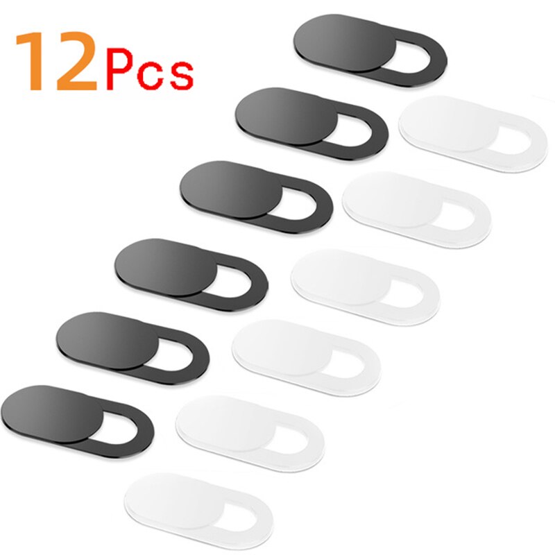 Camera cover Shutter Magnet Slider metal WebCam Cover For Pad Tablet Web Laptop PC Camera Mobile Phone Lenses Privacy Sticker: 6 black and 6 white