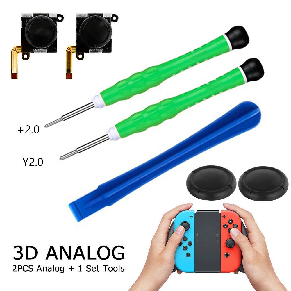 24 stk/sett 3d analoge tommelpinner hjem lirke verktøy joystick erstatning venstre høyre tri-ving reparasjon kryssskrutrekker for bryter
