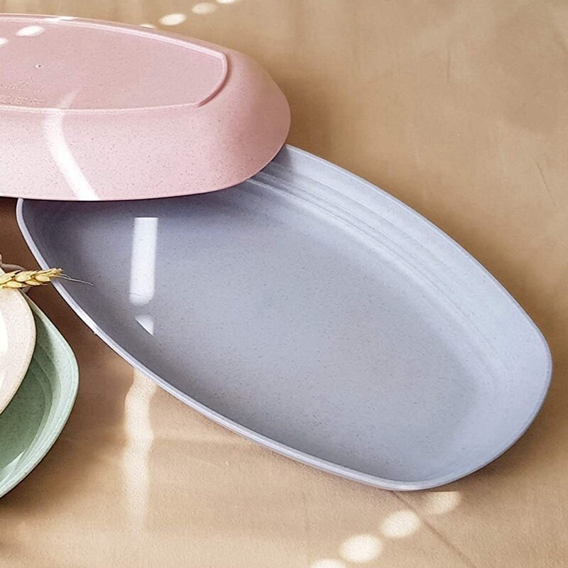 Lichtgewicht & Herbruikbare Tarwe Stro Plastic Platen Een Set Van 4