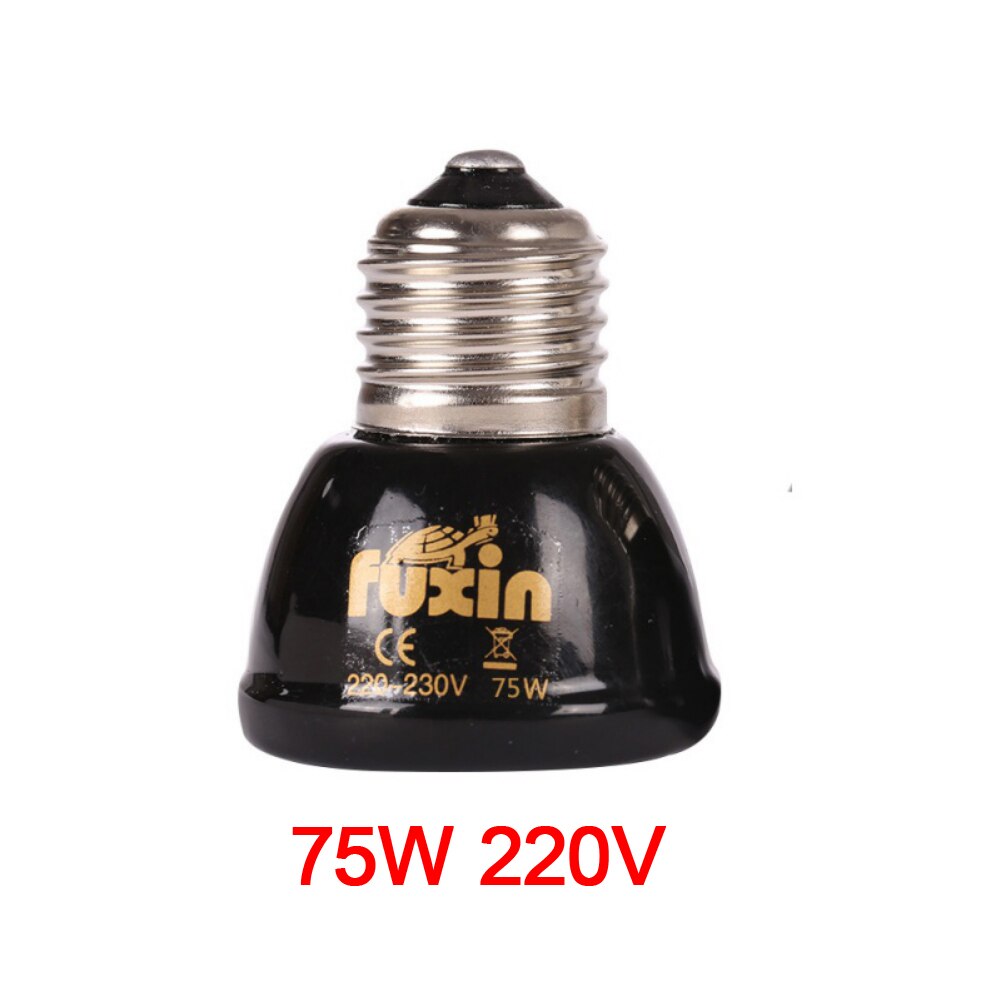 Pet Heating Light Bulb E27 25W 50W 75W 100W Mini Infrared Ceramic Emitter Heat Lamp Bulb Black for Reptile Pet Brooder 110V/220V: 75W 220V