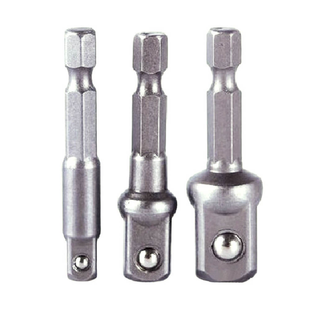 Juego de llaves de vástago hexagonal para taladro eléctrico, 3 uds., taladro para enchufes, adaptador de extensión de broca, 1/4, 3/8, 1/2