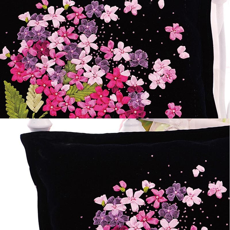 Kit de bordado de flores, cojín de punto de cruz, costura DIY, cinta bordada, funda de almohada, hecho a mano columpio, artesanía, decoración del hogar, A-0065