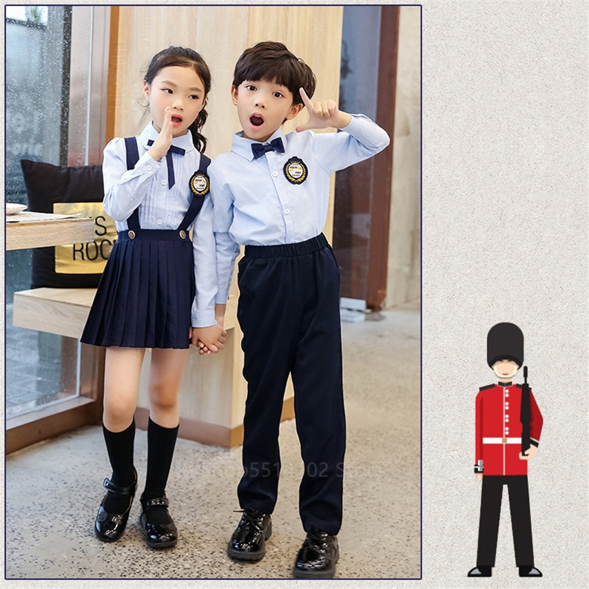 Enfants école uniforme Style japonais coréen sangle jupes pour fille robe bébé garçon Style britannique Chorus Costumes 100-160CM danse