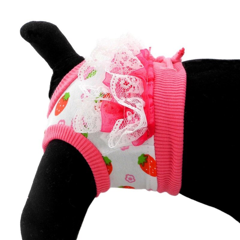 Zachte Honden Sanitaire Fysiologische Broek Chiffon Wasbare Huisdier Onderbroek Shorts Ondergoed Lace Side Fysiologische Broek