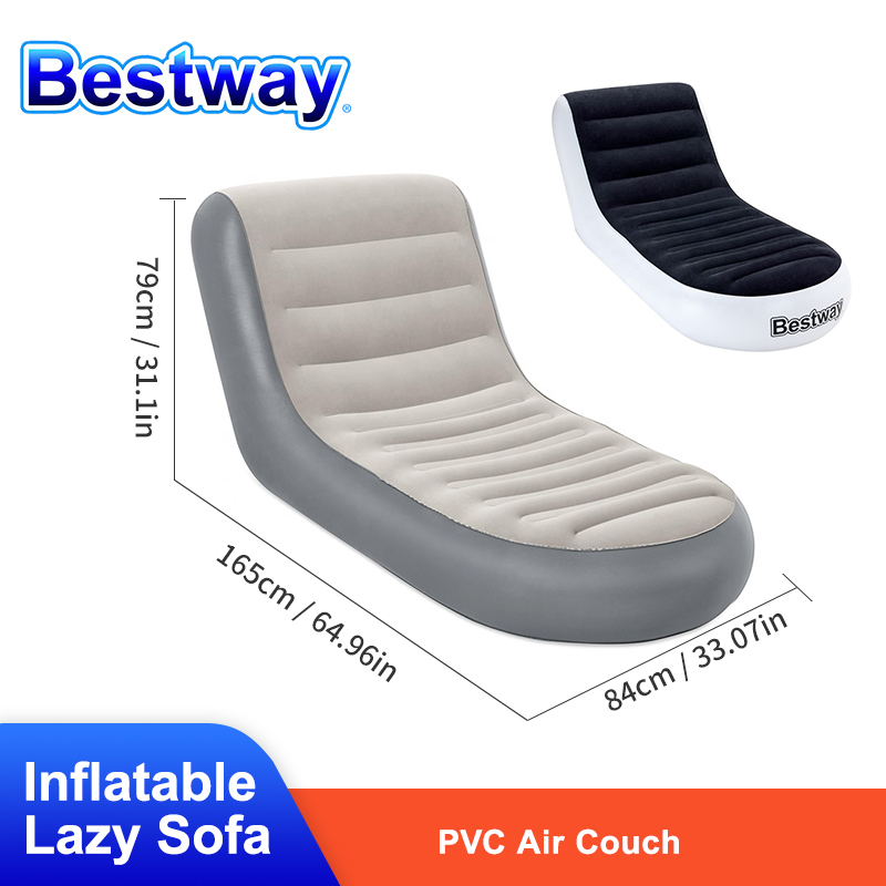 Bestway 75064 Inflatable Lazy Sofa Sleeping Reclining Chair Comfortable Flocked Sofa Bed Multi Max II Air Couch