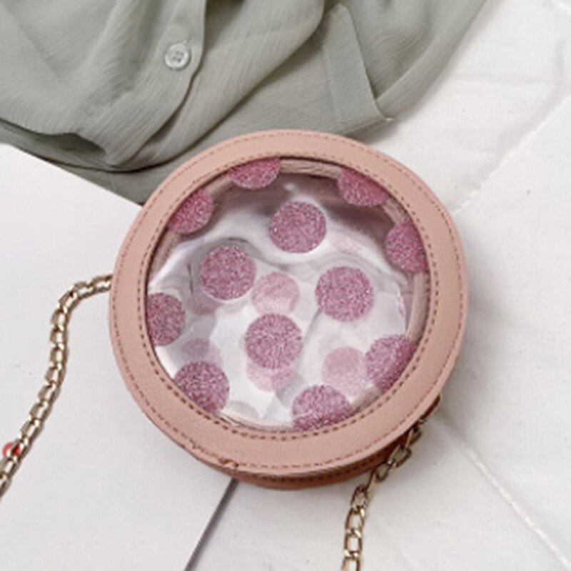 PVC Dots Crossbody Bag For Women Circular Girls Shoulder Bags Women Cute Chains Phone Pouch Mini Messenger Bag: pink