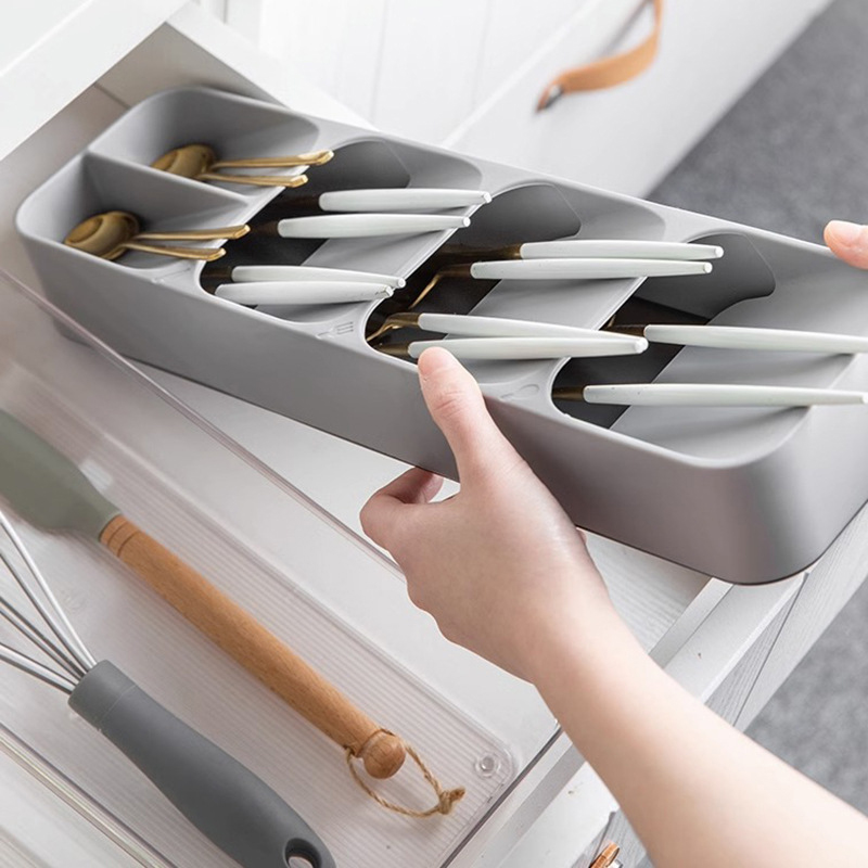Bandeja de almacenamiento de cubiertos multiusos para cocina, soporte para cuchillos, tenedor, cuchara, organizador de clasificación, cajón, cajas de almacenamiento categorizadas