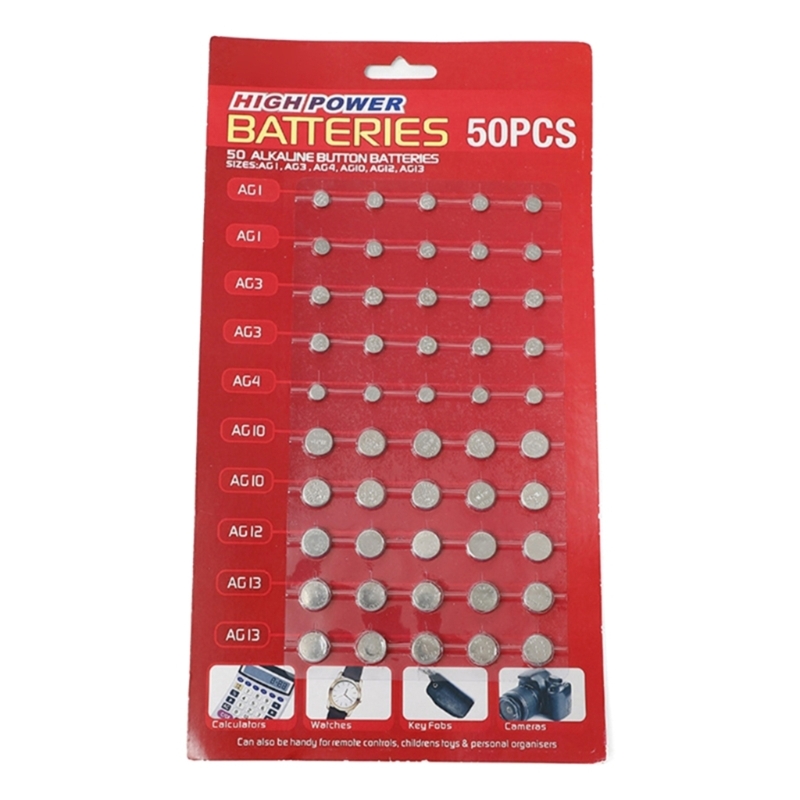 Set of 100pcs Watch Batteries AG1/3/4/10/12/13 Button Battery Cell Batteries