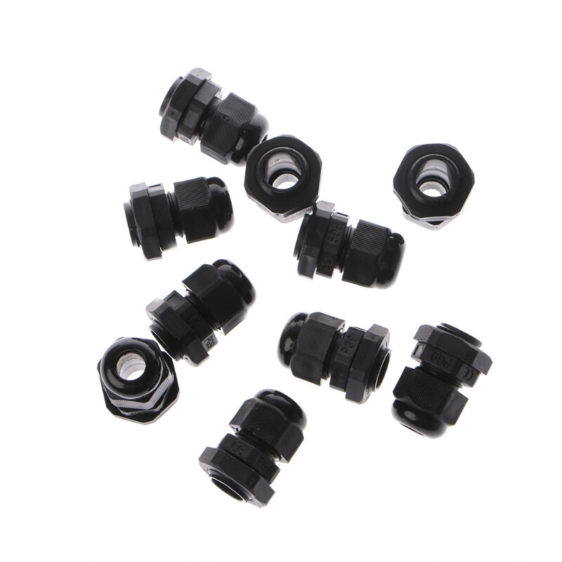 10 stk kabelgjennomføring  pg9 plast vanntett justerbar 3.5 - 8mm skjøter med pakning  m17e